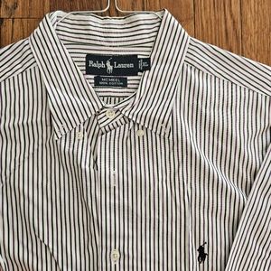 Mens Black Purple Stripe Ralph Lauren Mcmeel button up shirt xl